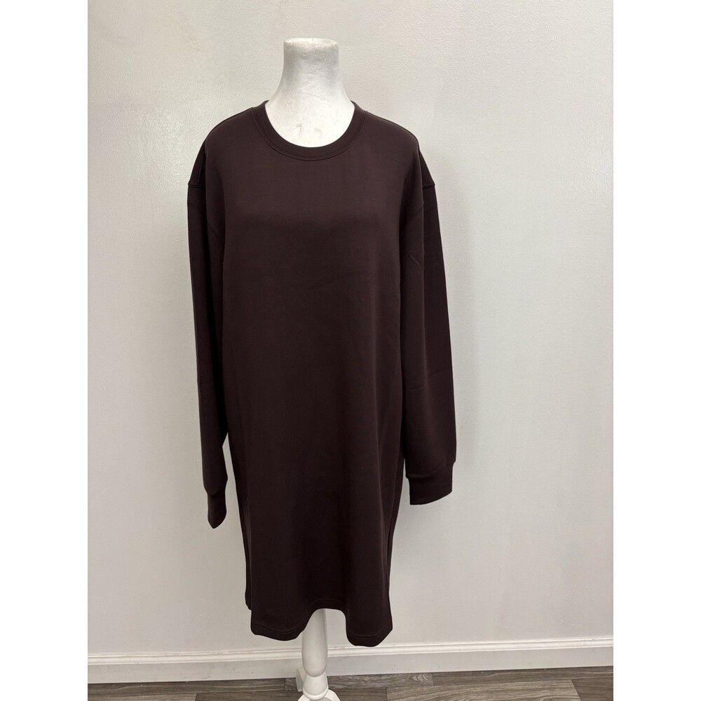 SPANX AirEssentials Long SleeveCrew Neck Dress L Truffle BrownSweatshirt Cozy